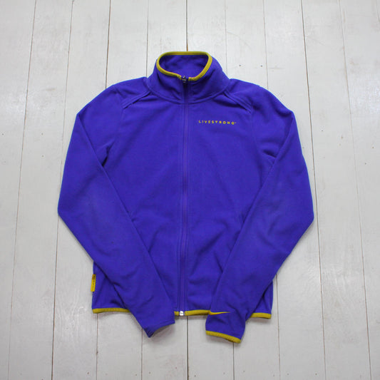 2000s Y2K Nike Livestrong Blue Fleece Cycling Jacket Size XS