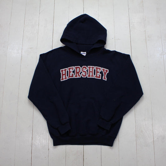 2000s Gildan Hershey Navy Blue Hoodie Sweatshirt Size S