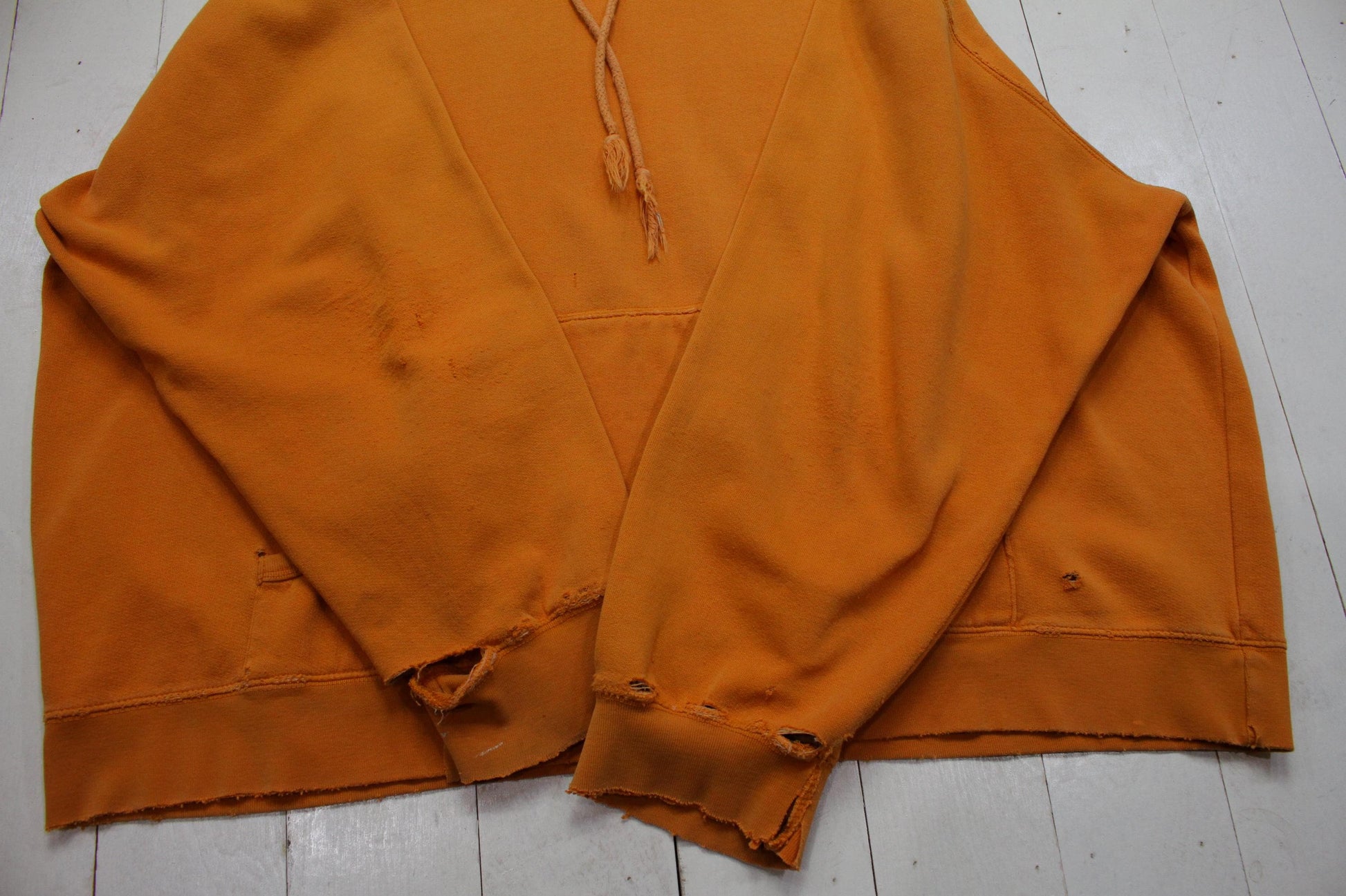 1990s/2000s Y2K Distressed Sonoma Jeans Blank Orange Hoodie Size XL/XXL