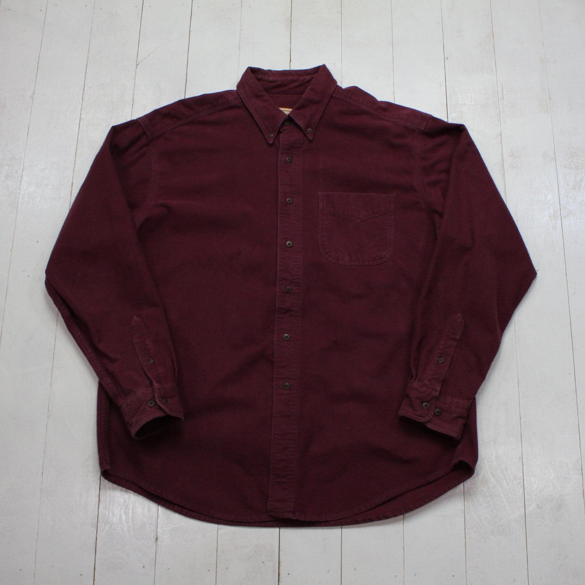 2000s Y2K Woolrich Maroon Button Down Chamois Shirt Size XL