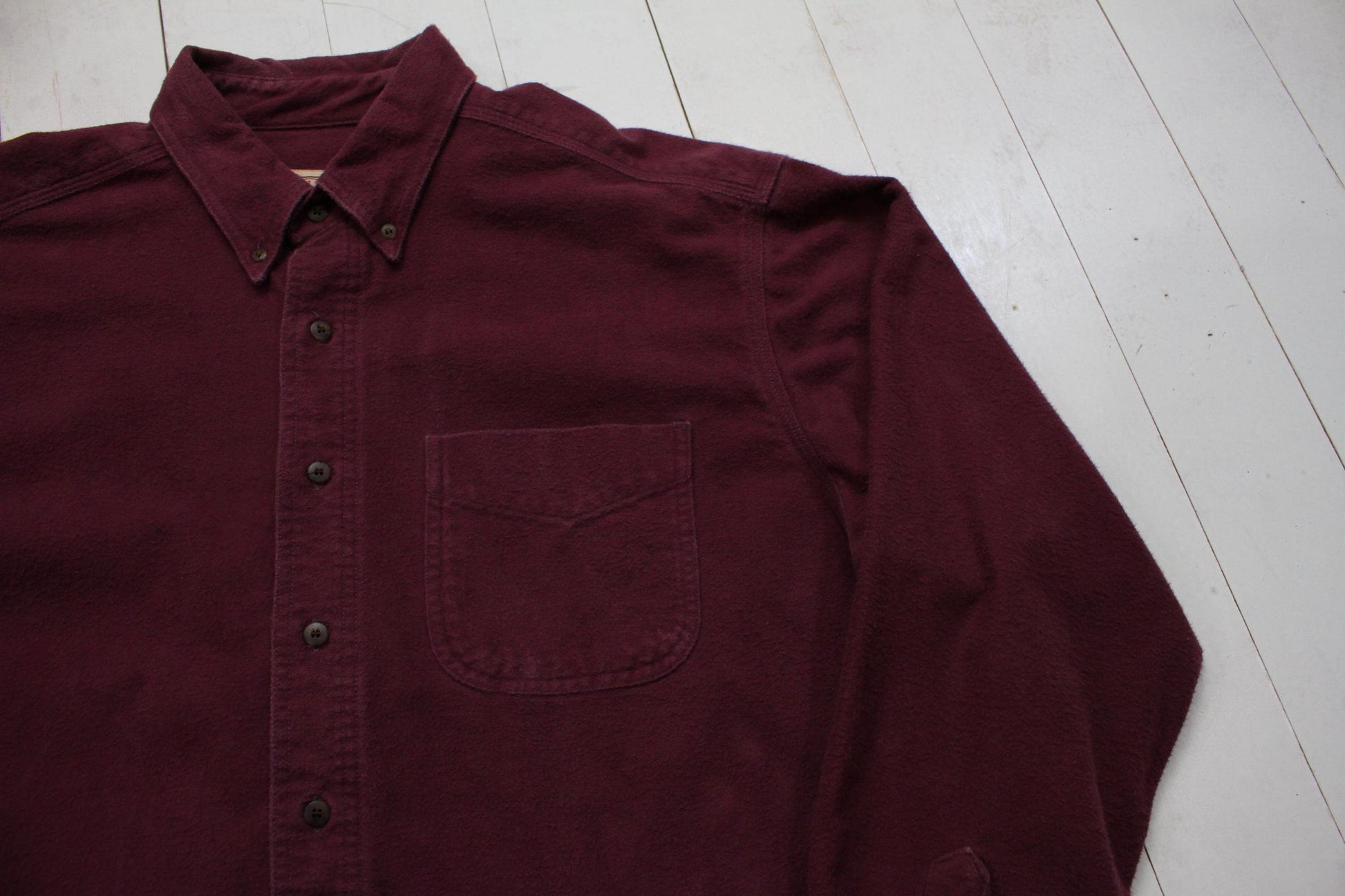 2000s Y2K Woolrich Maroon Button Down Chamois Shirt Size XL