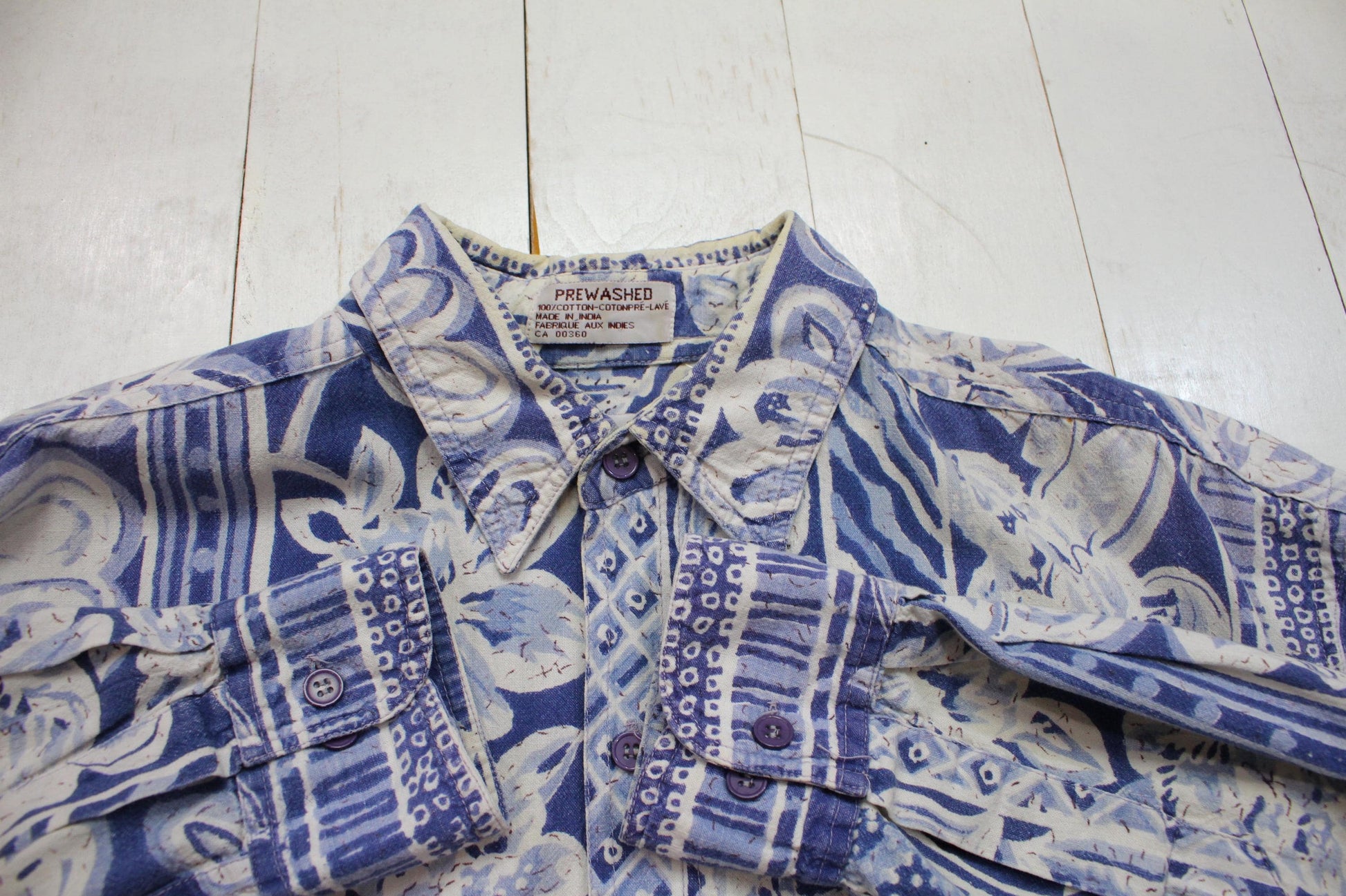 1990s Tip Top Tailors Flower Print Long Sleeve Button Up Shirt Size M