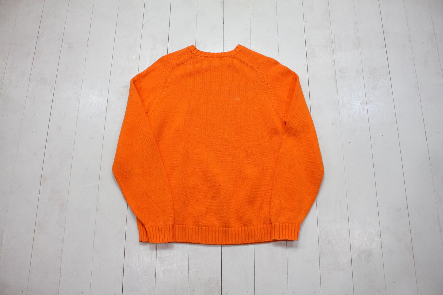 1990s Land's End Orange Cotton Knit Sweater Size M/L