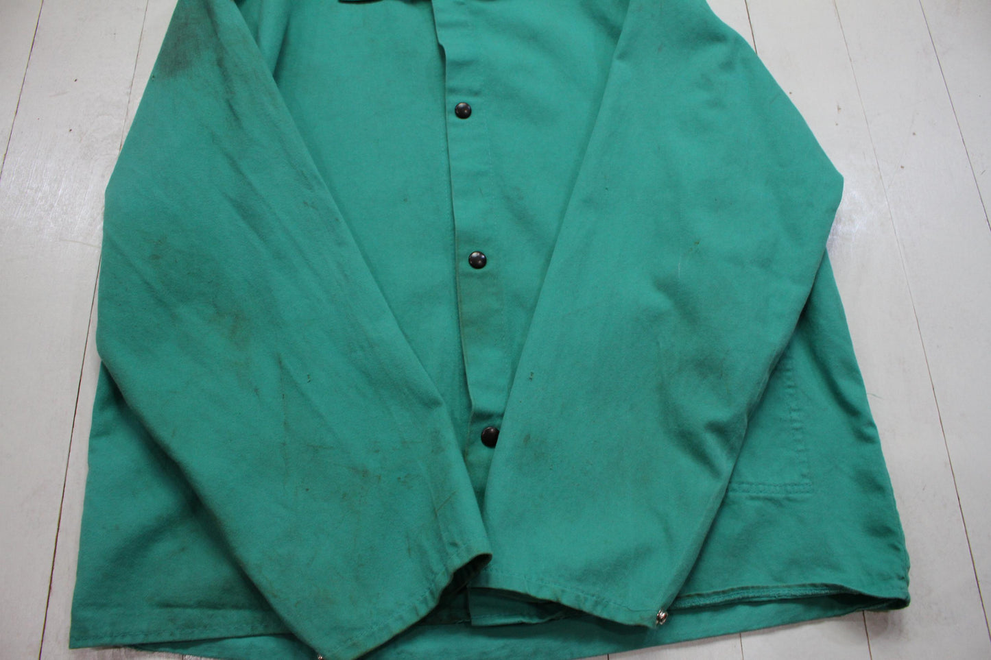 1990s/2000s Westex Flame Resistant Mint Green Welding Jacket Work Jacket Size L/XL