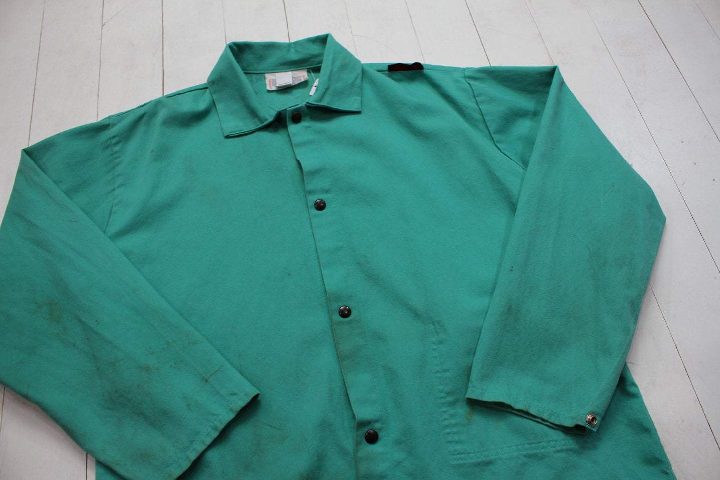 1990s/2000s Westex Flame Resistant Mint Green Welding Jacket Work Jacket Size L/XL