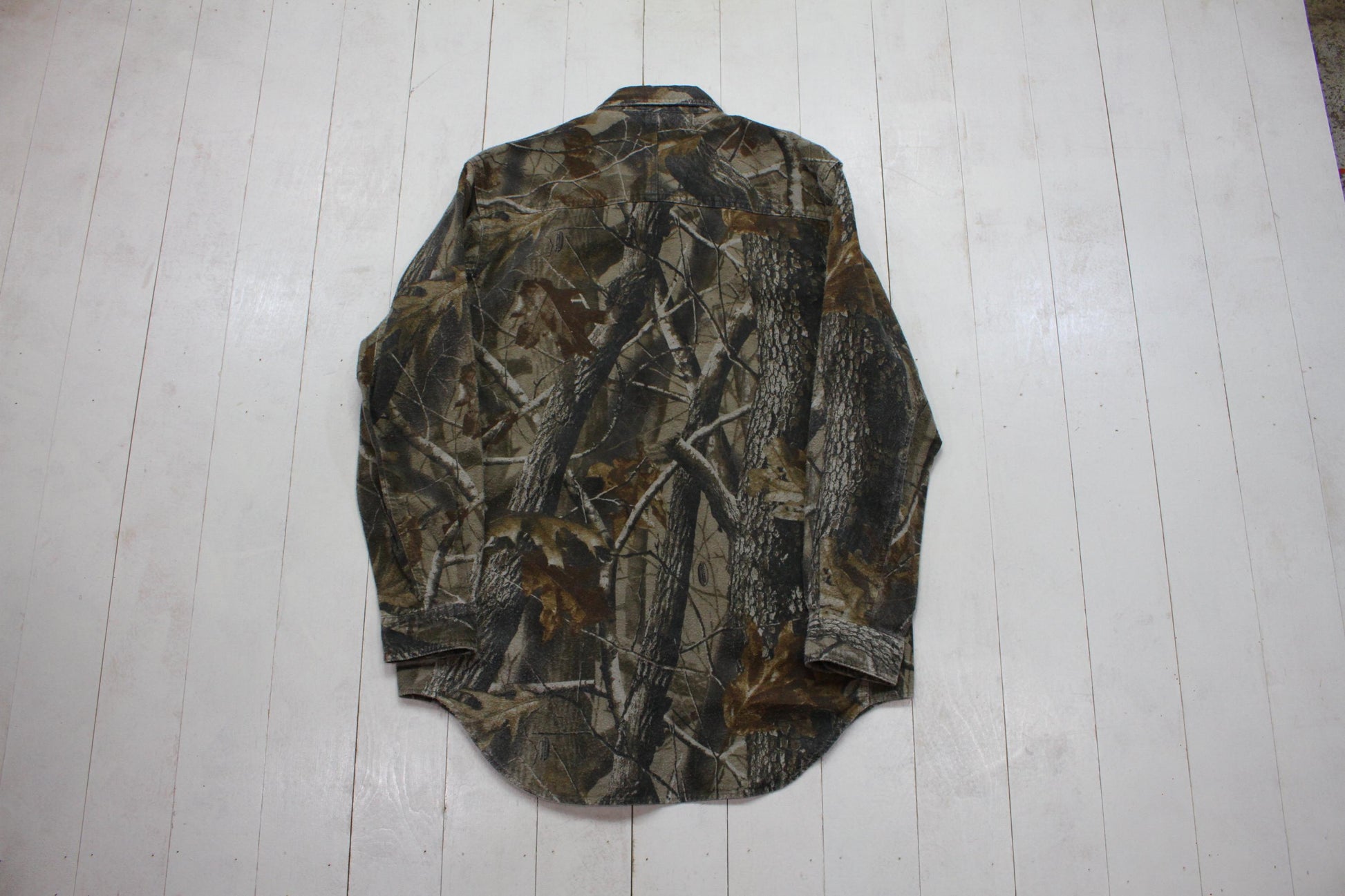 2000s Y2K Wrangler Pro Gear Realtree Hardwoods Camo Chamois Flannel Shirt Pheasant Embroidery Hunting Size L