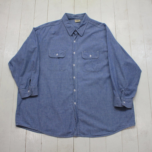 1990s/2000s Five Brother Chambray Button Up Work Shirt Size 3XL+