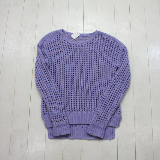 2010s Lavender Acrylic Open Knit Sweater Womens Size L/XL