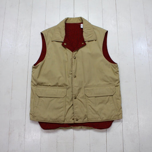 1990s Lands End Reversible Wool Blend Lumberjack Vest Made in USA Size L