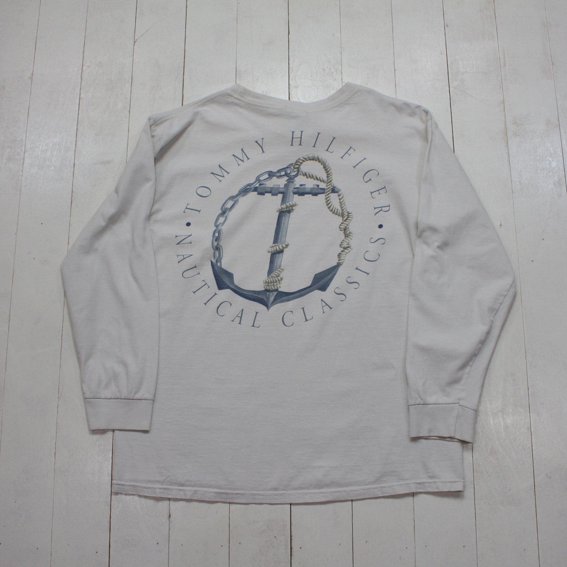 1990s Tommy Hilfiger Nautical Classics Anchor Long Sleeve T-Shirt Made in USA SIze L