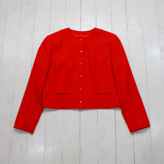 1980s Pendelton Red Wool Bolero Jacket Made in USA Women's Size L