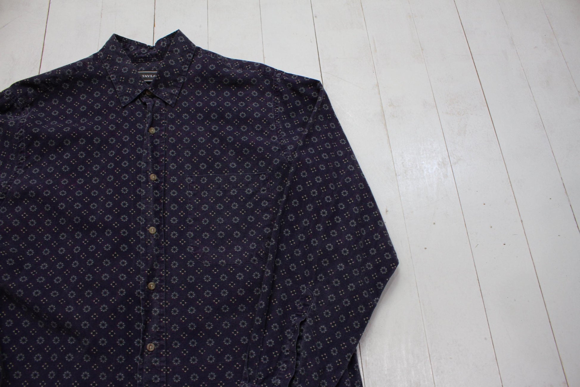 1990s David Taylor Geometric Print Button Up Shirt Size XL