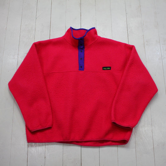 1990s Carolyn Waldo Pink Snap T Style Fleece Pullover Sweatshirt Size L