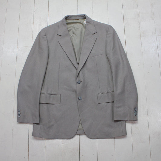 1980s Travelknit Striped Light Grey Blazer Jacket Size M