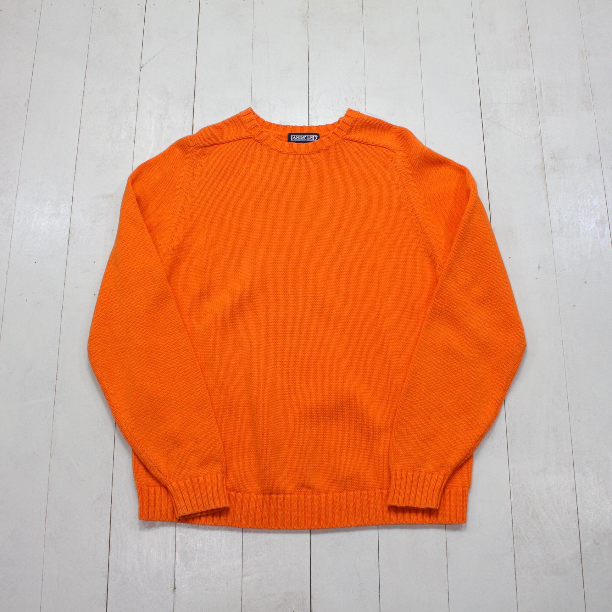 1990s Land's End Orange Cotton Knit Sweater Size M/L