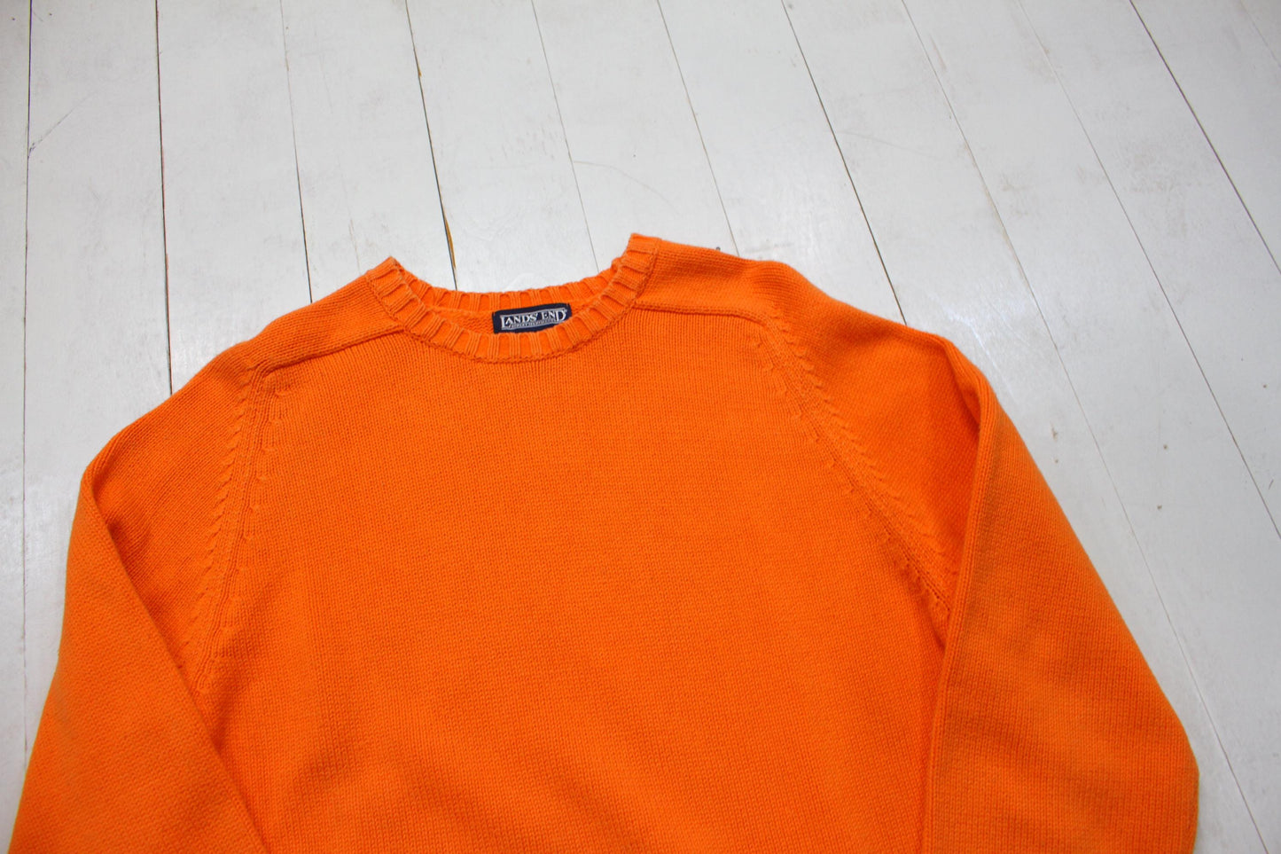 1990s Land's End Orange Cotton Knit Sweater Size M/L