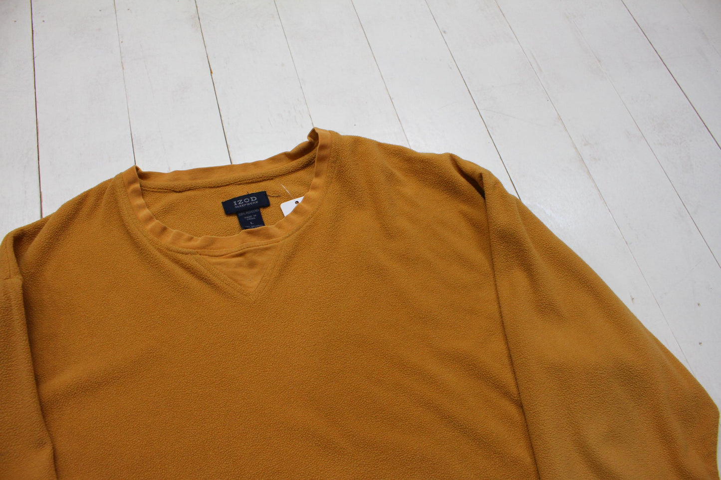 2000s/2010s Izod Sleepwear Mustard Yellow Long Sleeve Fleece T-Shirt Sweatshirt Size L/XL