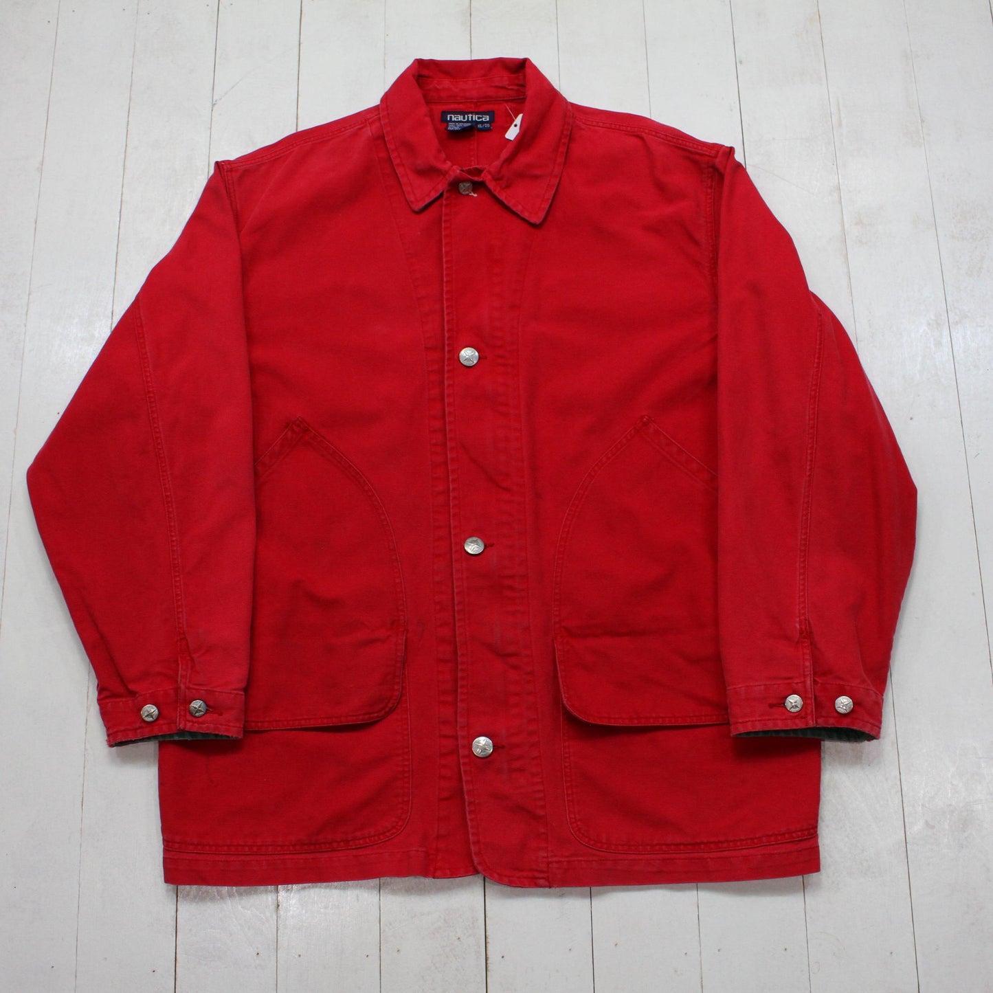 1980s/1990s Nautica Red Chore Work Jacket Size XL/XXL