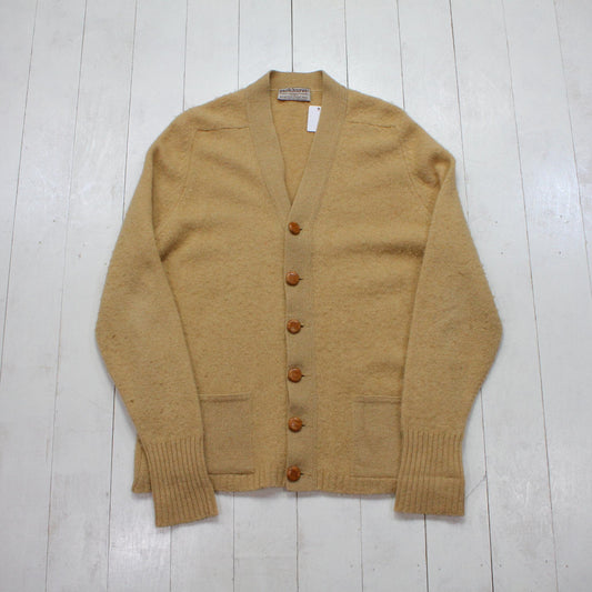 1980s Parkhurst Tan Camel Hair Cardigan Grandpa Sweater Made in Canada Size M