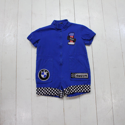 1990s Certified Kid Short Sleeve BMW Pirelli Racing Coveralls Shorts Jumpsuit Kid's Size 3/4T