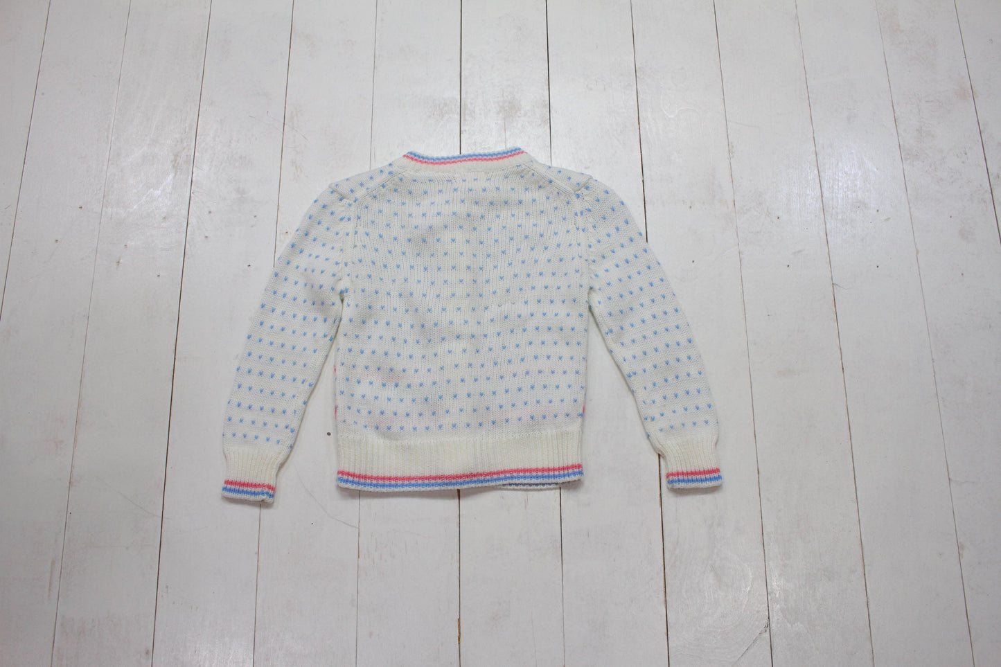 1980s/1990s Full Fashioned Grand Knitwear Polyester Knit Button Up Cardigan Sweater Kid's Size 4T