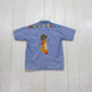 1980s Montgomery Ward Embroidered Flowers Short Sleeve Chambray Shirt Kid's Size S