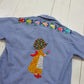 1980s Montgomery Ward Embroidered Flowers Short Sleeve Chambray Shirt Kid's Size S