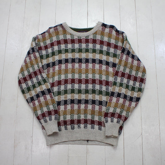 1990s Liberty Plaid Cotton Knit Sweater Size M