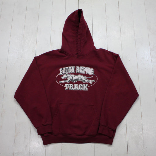 2000s Eaton Rapids Track Burgundy Hoodie Sweatshirt Size M