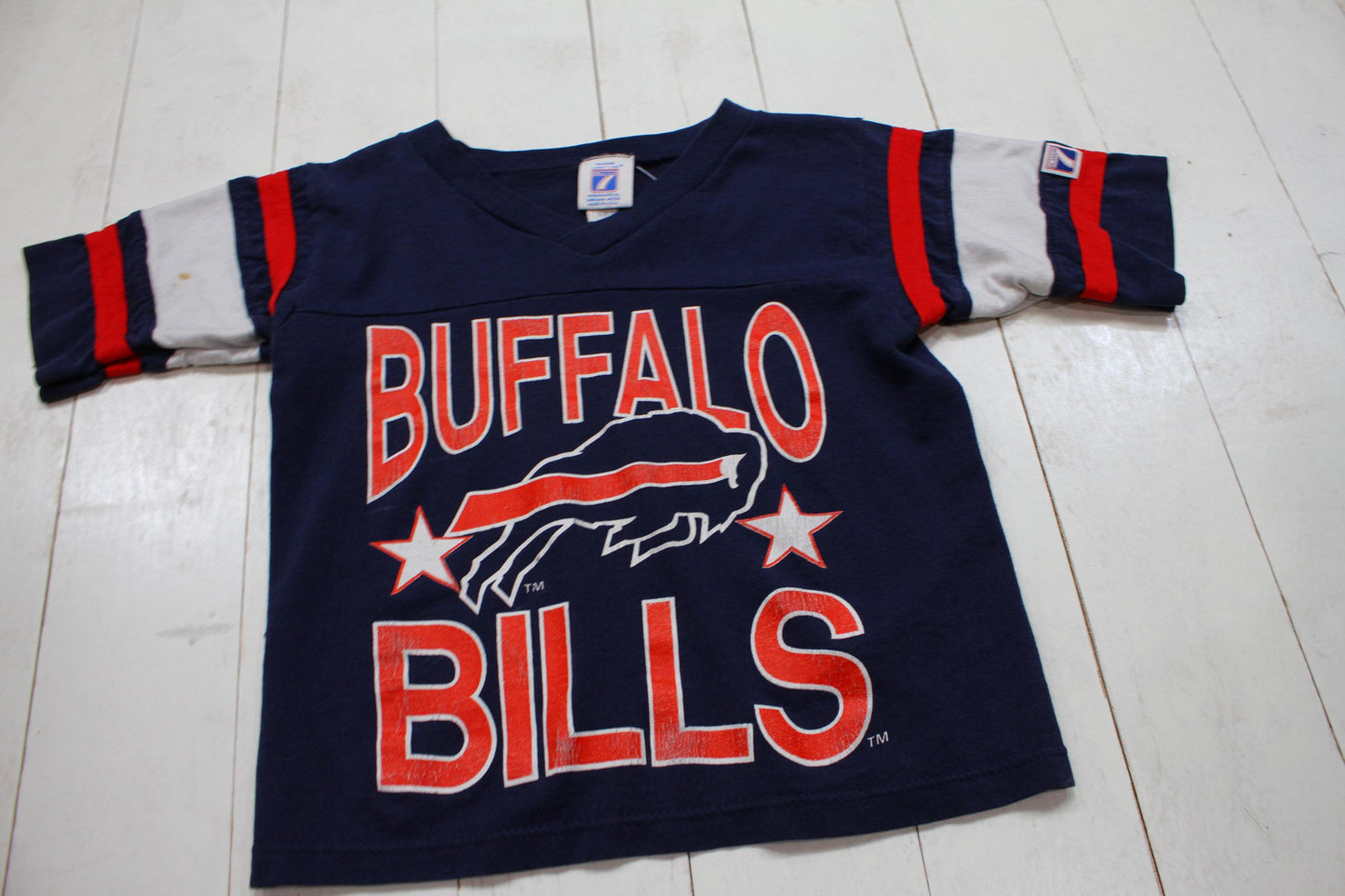 1980s/1990s Logo 7 Buffalo Bills NFL Football T-Shirt Made in USA Kids Size S