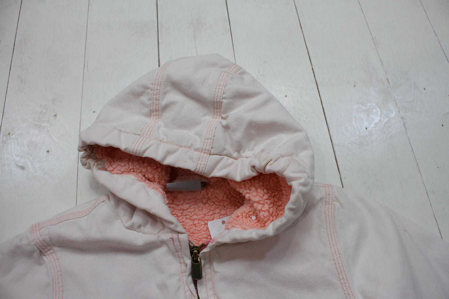 2000s Y2K Carhartt Pink Sherpa Lined Hooded Active Jacket Kid's Size 4-6T