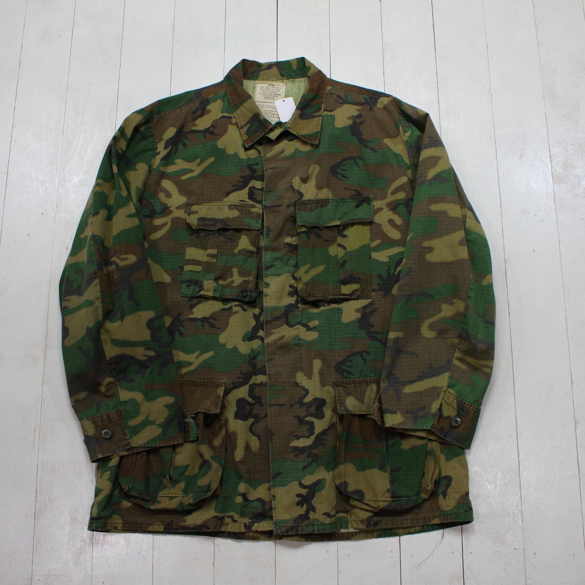 1970s US Military ERDL Camo BDU Shirt Jacket Size xl