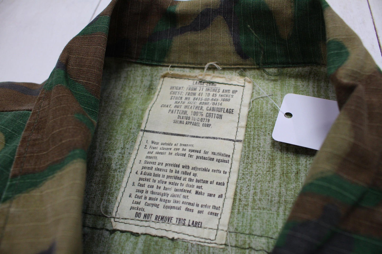 1970s US Military ERDL Camo BDU Shirt Jacket Size xl