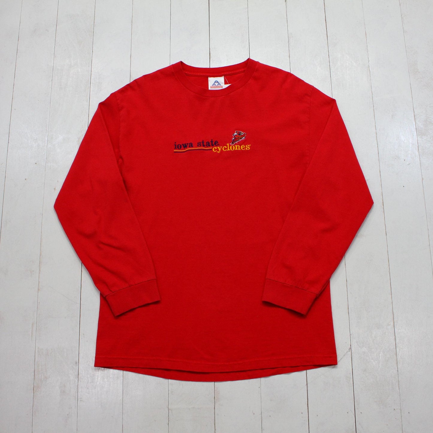 1990s/2000s Y2K Iowa State University Cyclones Red Embroidered Long Sleeve T-Shirt Size M/L