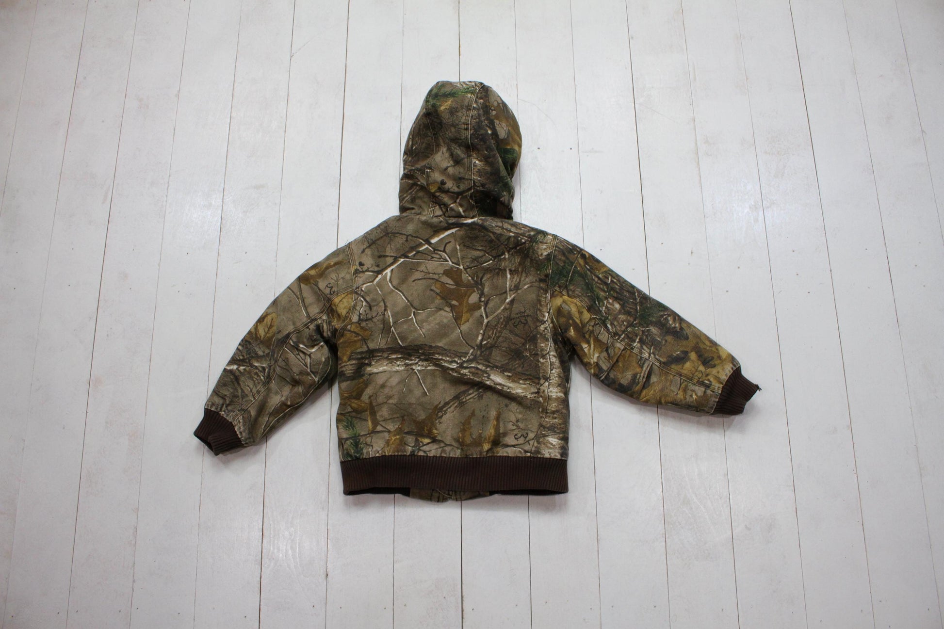 2000s Y2K Carhartt RealTree Camo Quilted Lined Hooded Active Jacket Kid's Size S