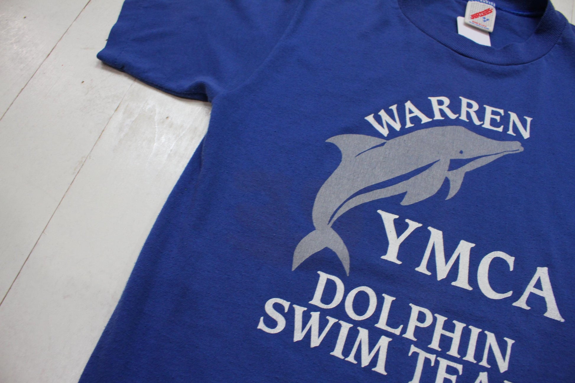 1980s Jerzees Warren YMCA Dolphin Swim Team T-Shirt Made in USA Size S