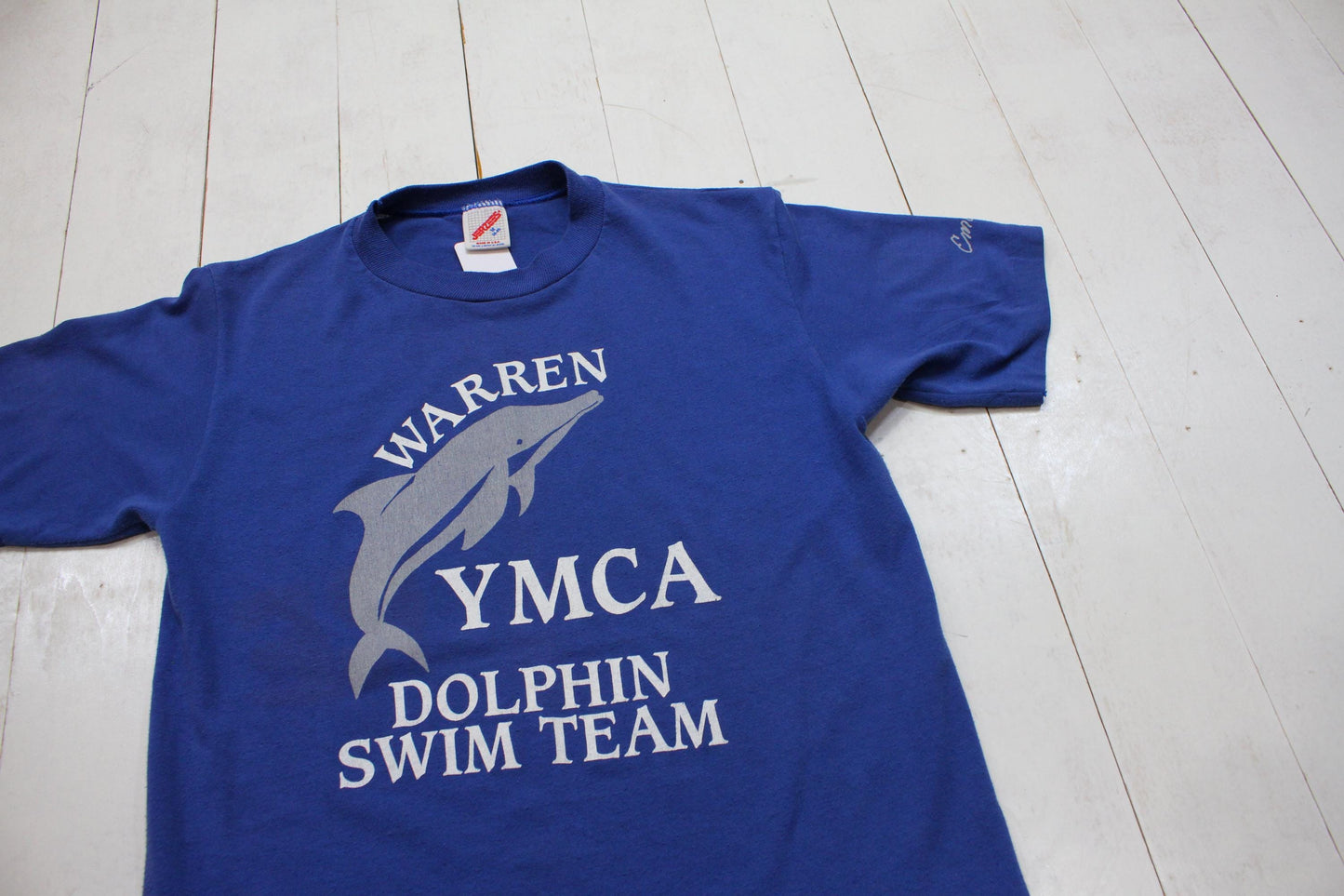 1980s Jerzees Warren YMCA Dolphin Swim Team T-Shirt Made in USA Size S