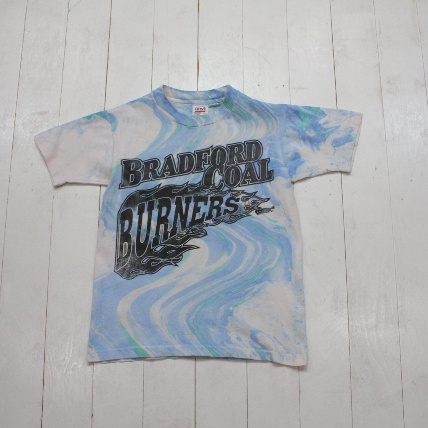 1990s Tie Dye Bradford Coal Burners T-Shirt Made in USA Size XS/S