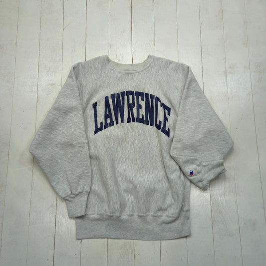 1990s Champion Grey Lawrence University Reverse Weave Sweatshirt Made in USA Size L