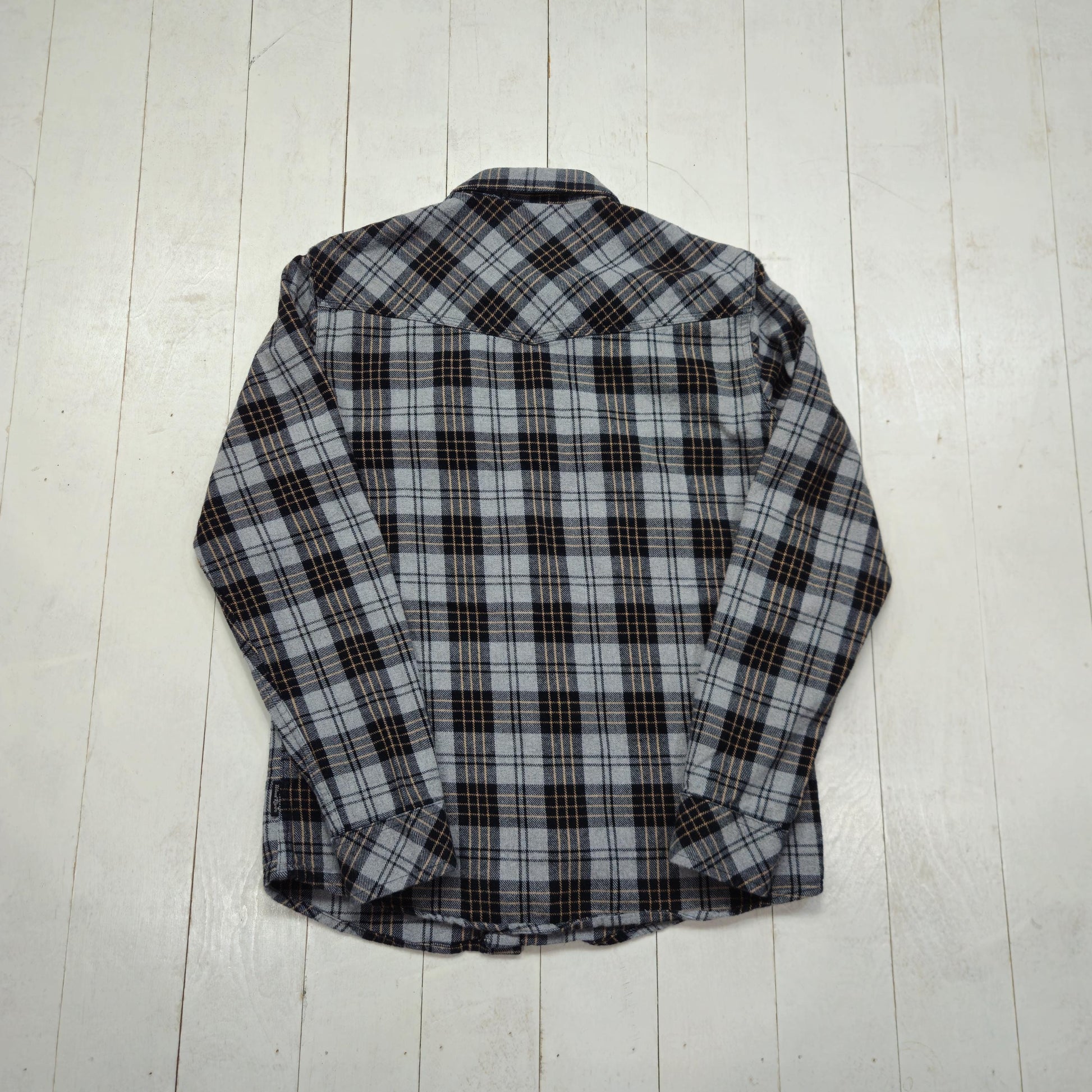 2000s/2010s Wind River Grey Black Plaid Flannel Shirt Size S/M