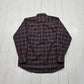 2000s Y2K Van Heusen Burgundy Yellow Plaid Cotton Polyester Blend Shirt Size M/L