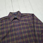 2000s Y2K Van Heusen Burgundy Yellow Plaid Cotton Polyester Blend Shirt Size M/L