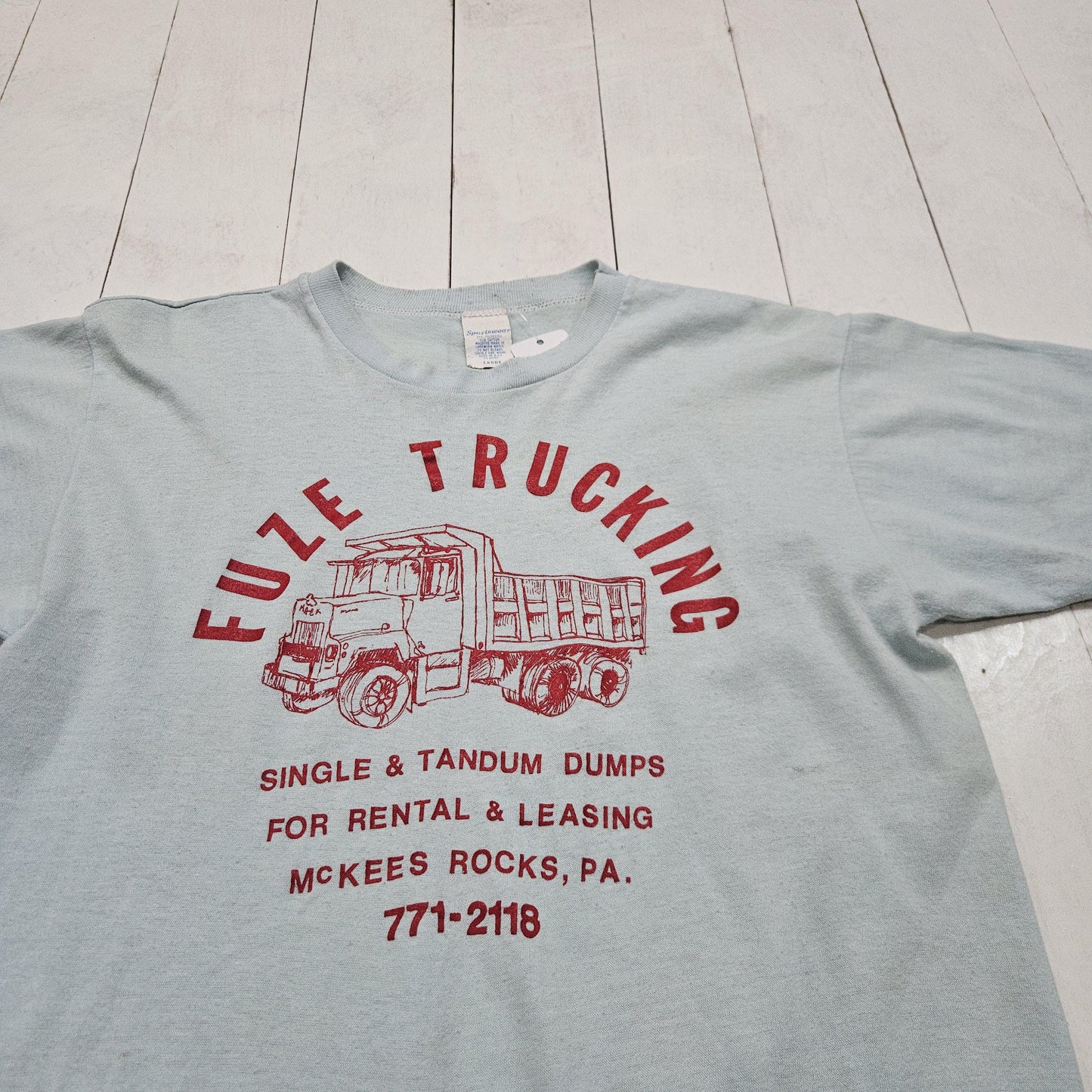 1980s Fuze Trucking Dump Truck Print T-Shirt Made in USA Size S/M