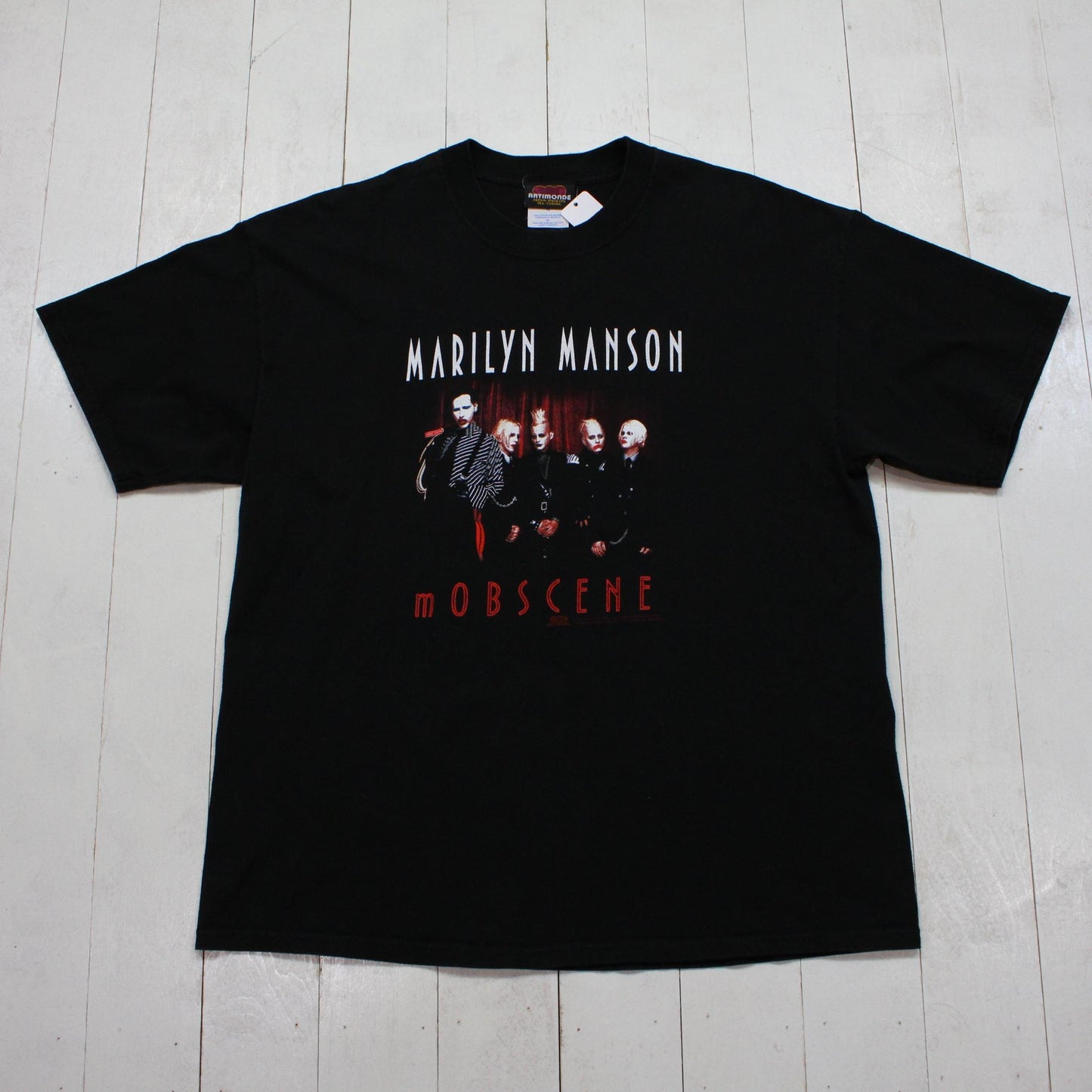 2000s 2003 Y2K Artimonde Marilyn Manson Mobscene Heavy Metal Band T-Shirt Size XL