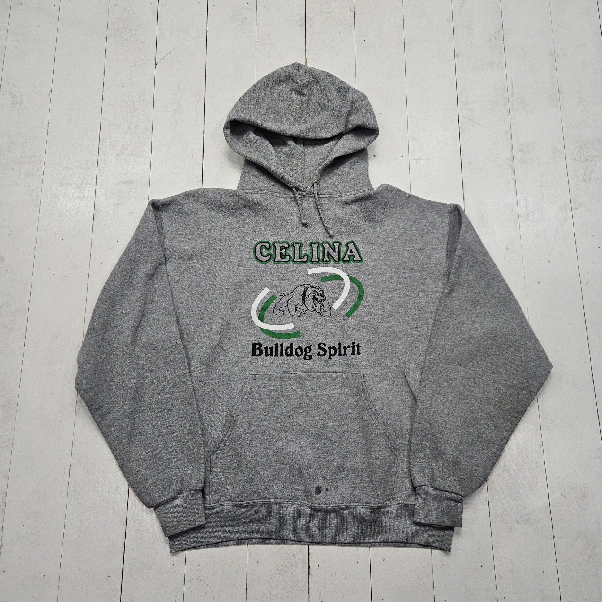 2000s Y2K Jerzees Grey Celina Bulldog Spirit Hoodie Sweatshirt Size M/L