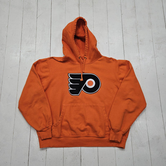 2000s Y2K Orange Philadelphia Flyers NHL Hockey Hoodie Sweatshirt Size M