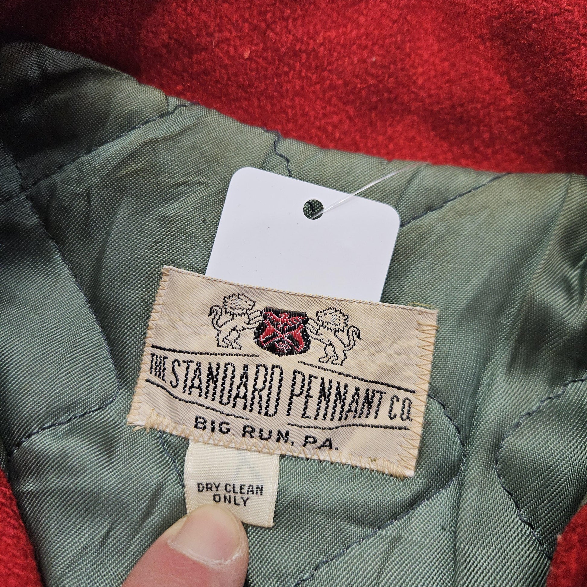 1970s Standard Pennant Red S.M.A.H.S. Band Quilted Lined Wool Varsity Letterman Jacket Size S