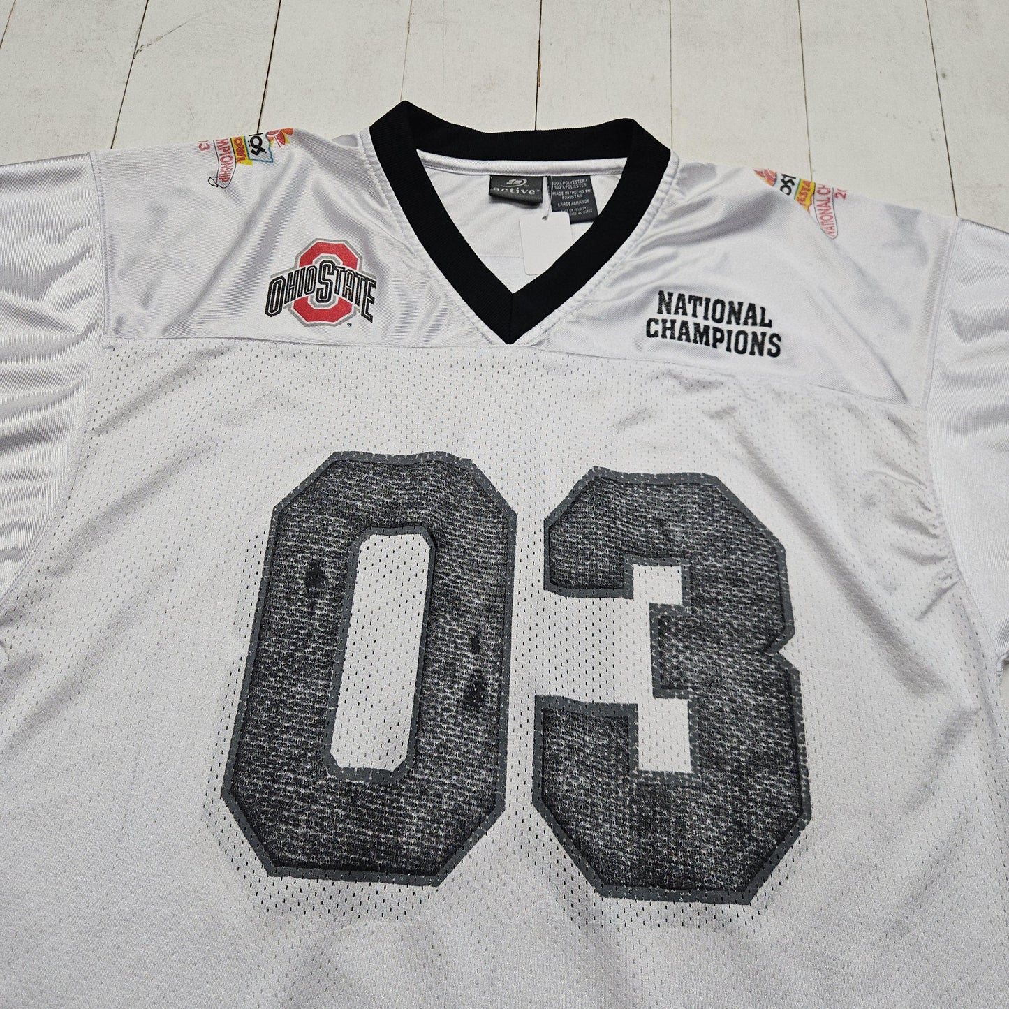 2000s 2003 Y2K Ohio State Buckeyes OSU Tostitos Fiesta Bowl National Champions Commemorative Football Jersey Size L/XL