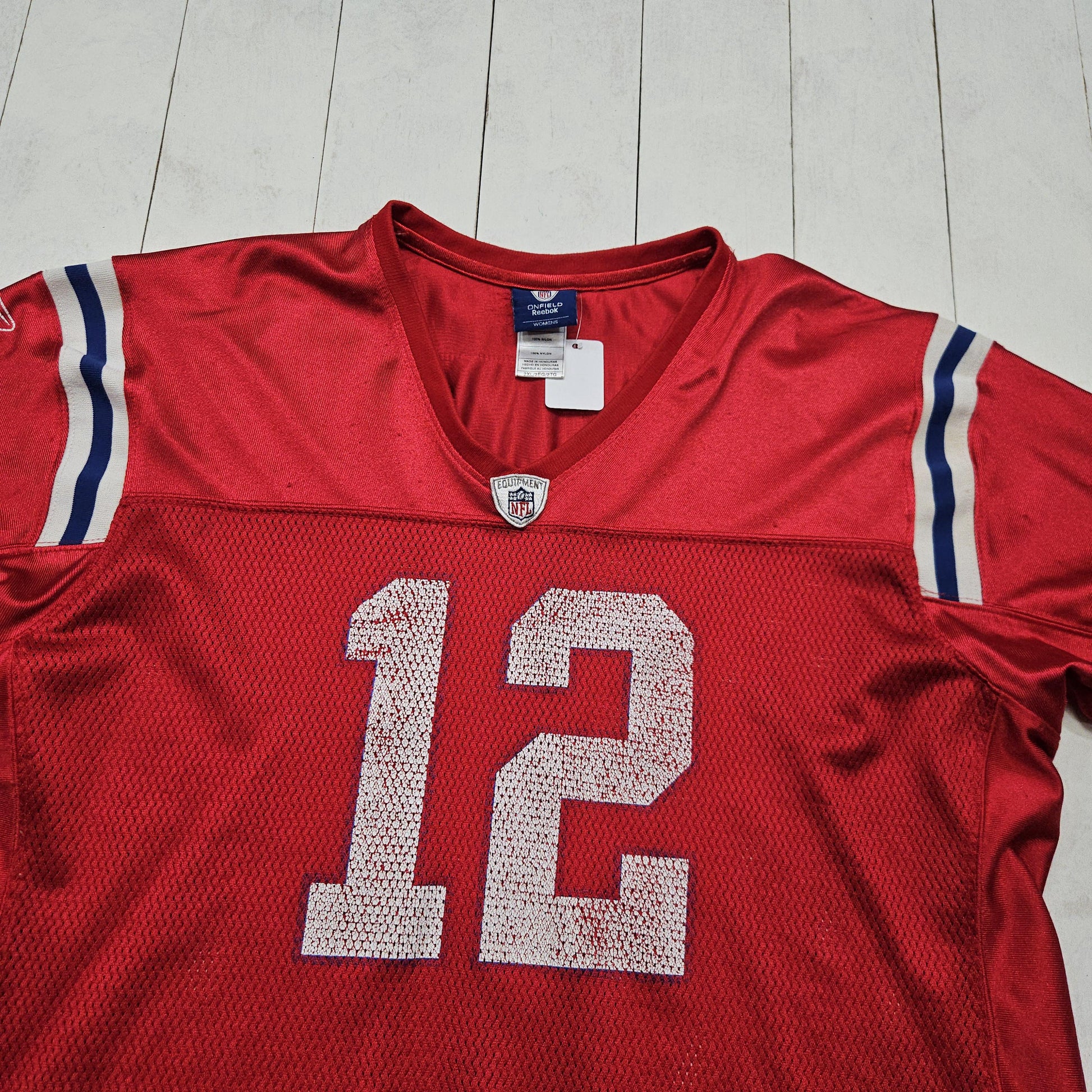 2000s Y2K Reebok New England Patriots Tom Brady 12 Red Authentic NFL Football Jersey Size M