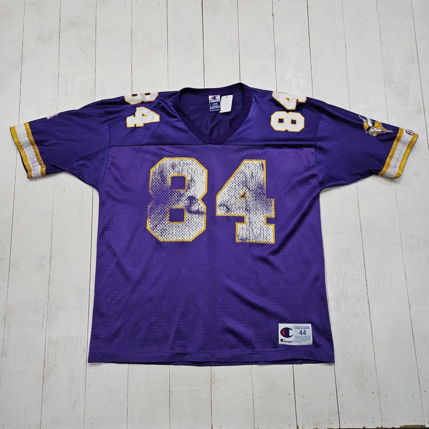 1990s/2000s Champion Minnesota Vikings Randy Moss 84 Authentic Home NFL Football Jersey Size L/XL